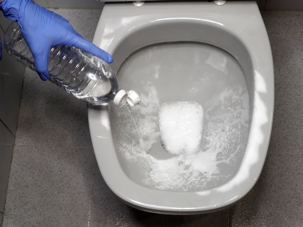 baking soda and vinegar in a toilet